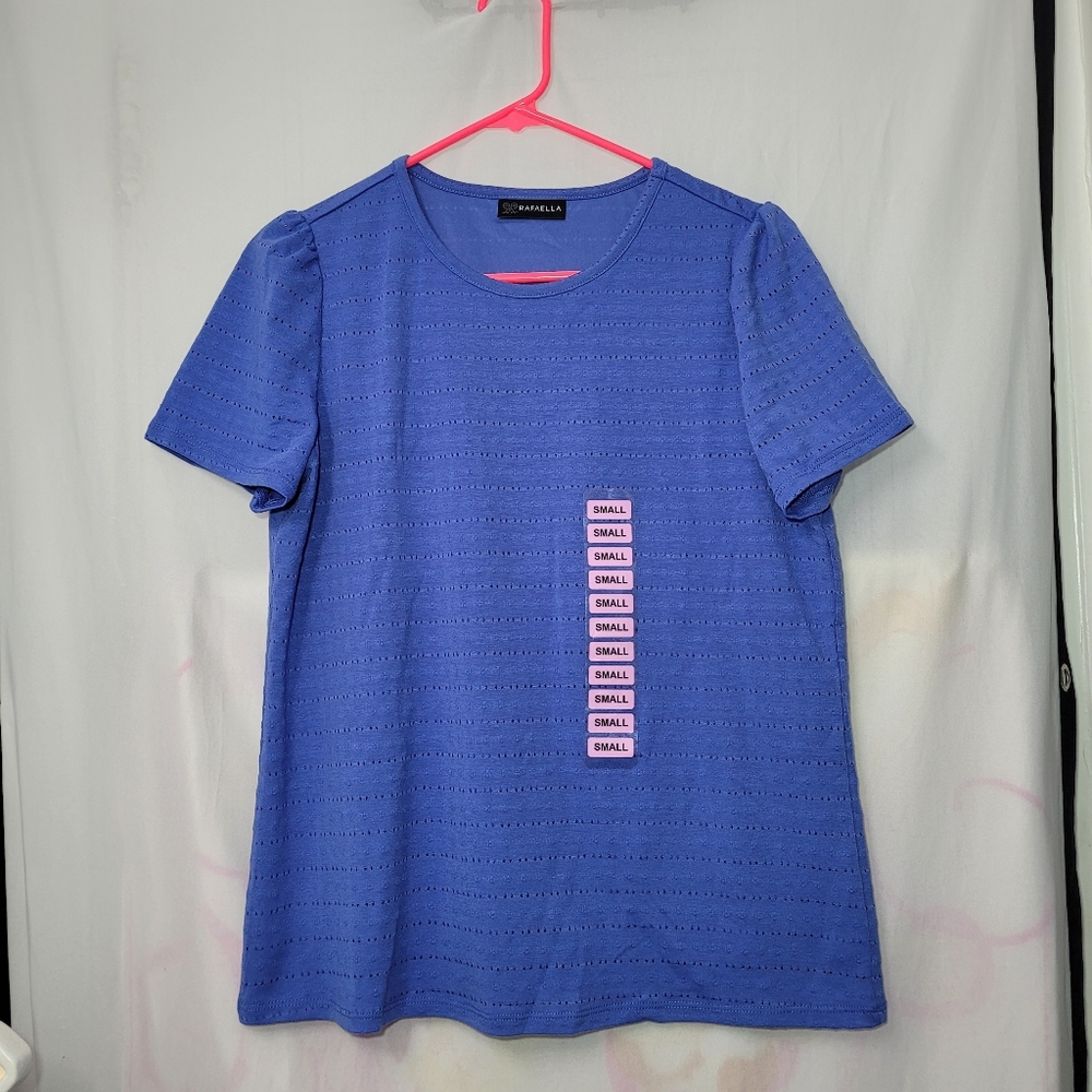 Rafaella Ladies Short Sleeve Fashion Eyelet Style Shirt Size S